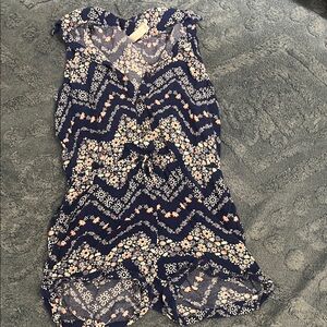 Xhilaration Blue Floral Patterned Romper